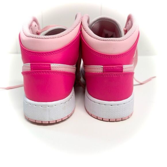 Nike Jordan 1 Mid GS White Soft Pink Size 6 Youth - Picture 5 of 10
